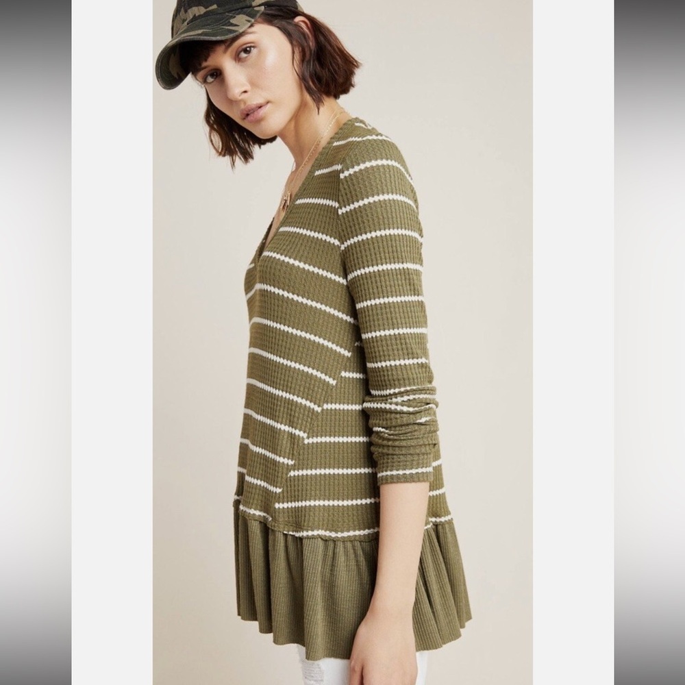 Anthropologie EritAli Striped Tallie Peplum top - Picture 2 of 10